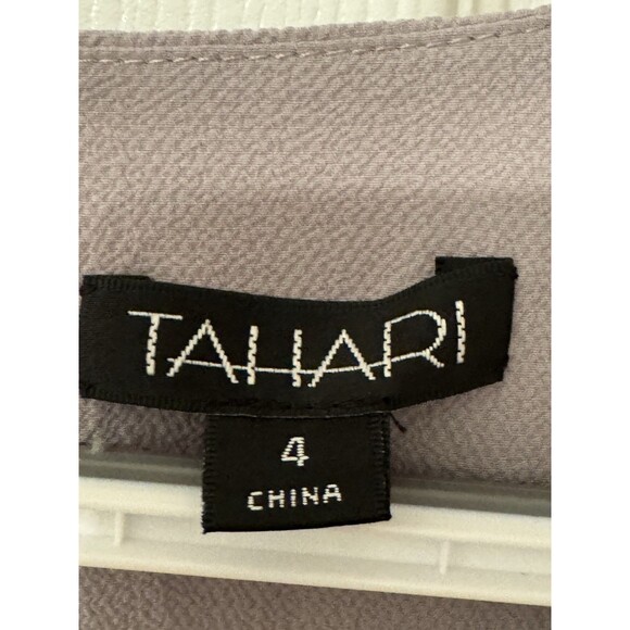 Tahari Grey Sleeveless Dress Sz 4 Fringe Short Neutral Classic Simple Workwear - Picture 7 of 14